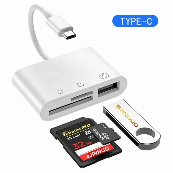 USB-C 3-in-1 Hub Adapter with SD Card Reader for MacBook & Laptop