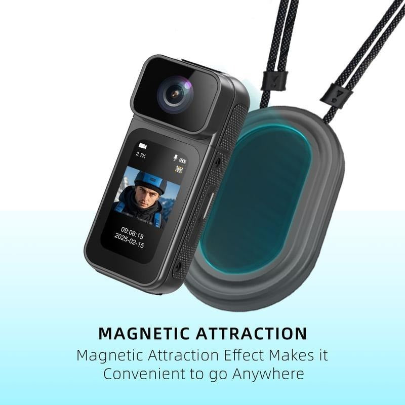 Ormos Mini Action Camera 2.7K WiFi Magnetic 180° Rotating Lens