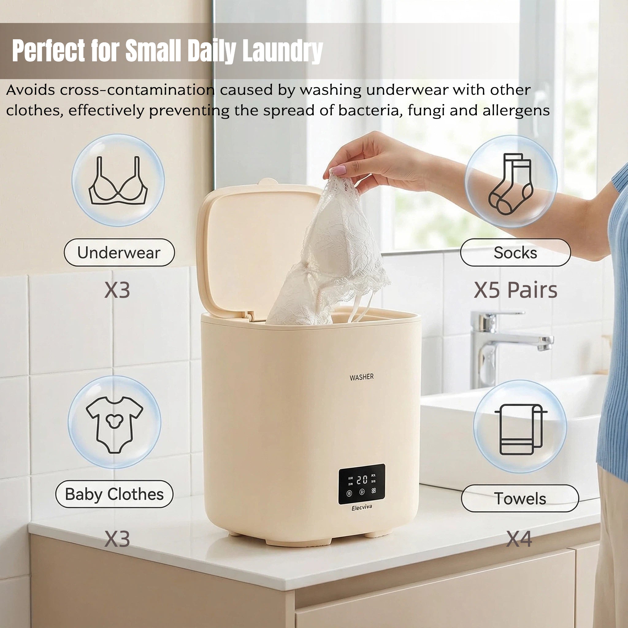 Smart Mini Washing Machine with Dryer Compact Portable Washer