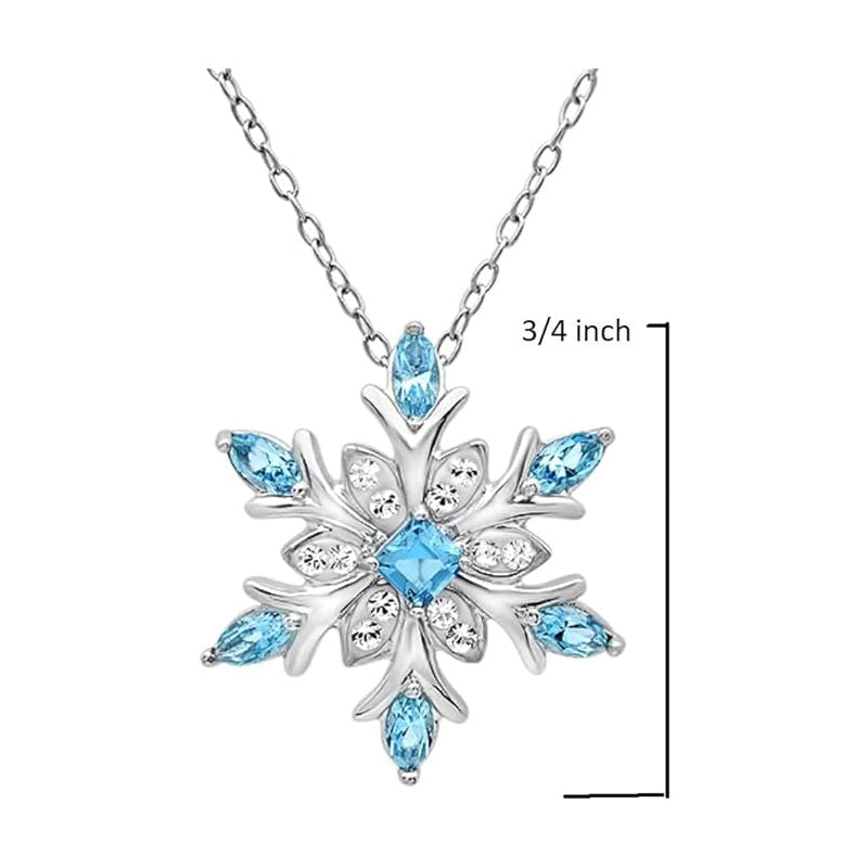 Elegant Snowflake Pendant Necklace Sterling Silver Crystal