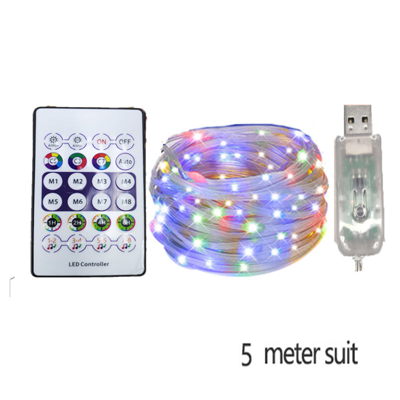 RGB LED Rope Lights Remote Control Outdoor Fairy String Lights