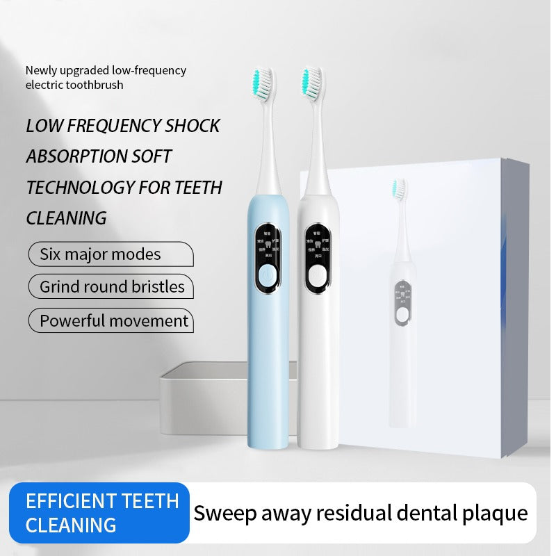 Electric Toothbrush Low Frequency Soft Bristle White