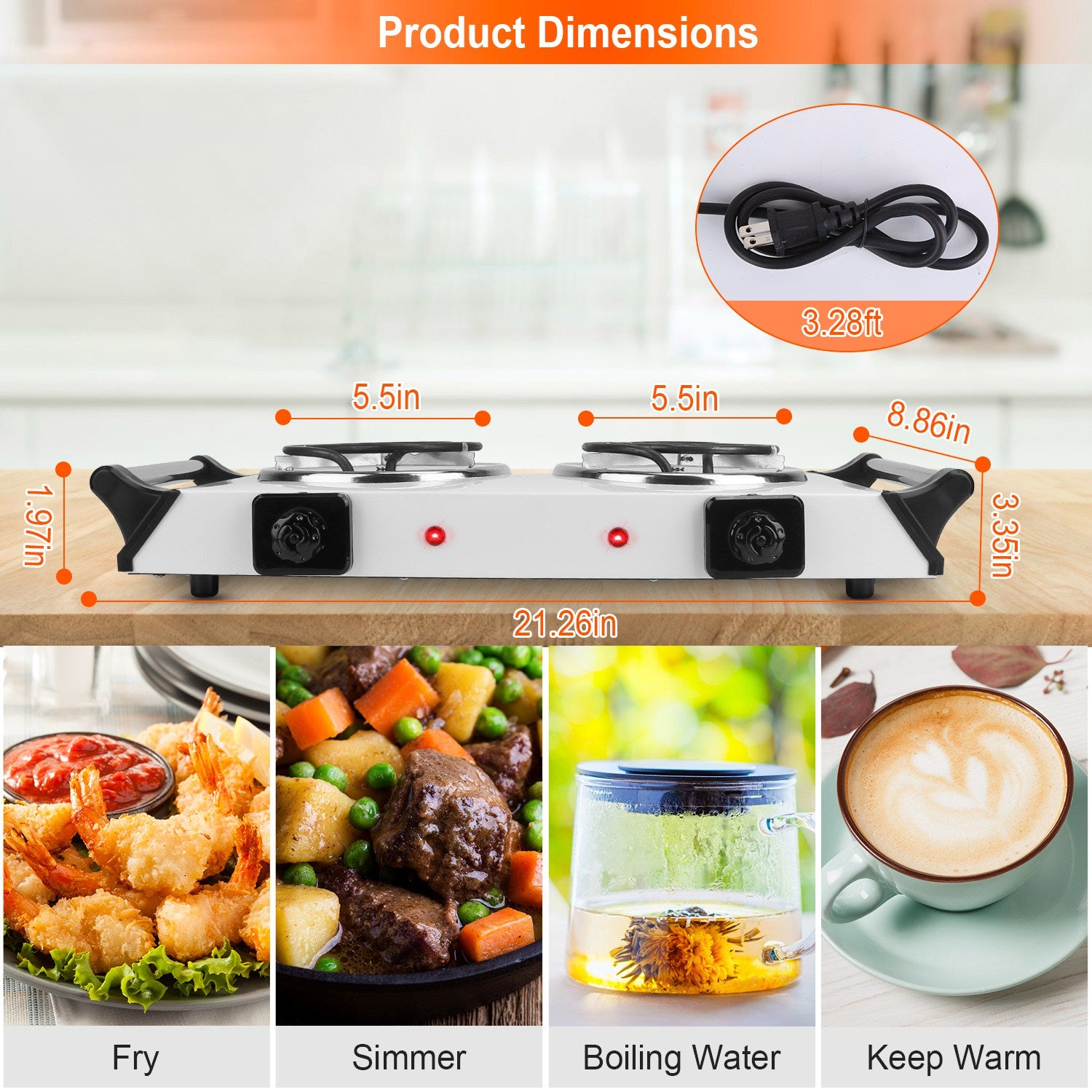 2000W Portable Electric Dual Stove Desktop