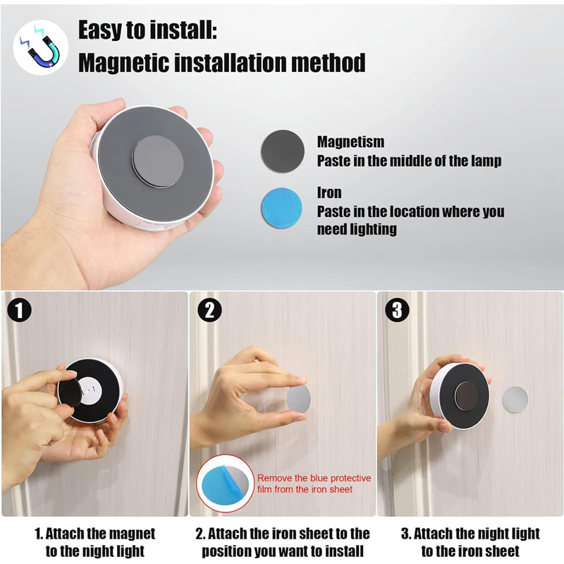 6PCS Motion Sensor Cabinet Lights Rechargeable 3 Color LED