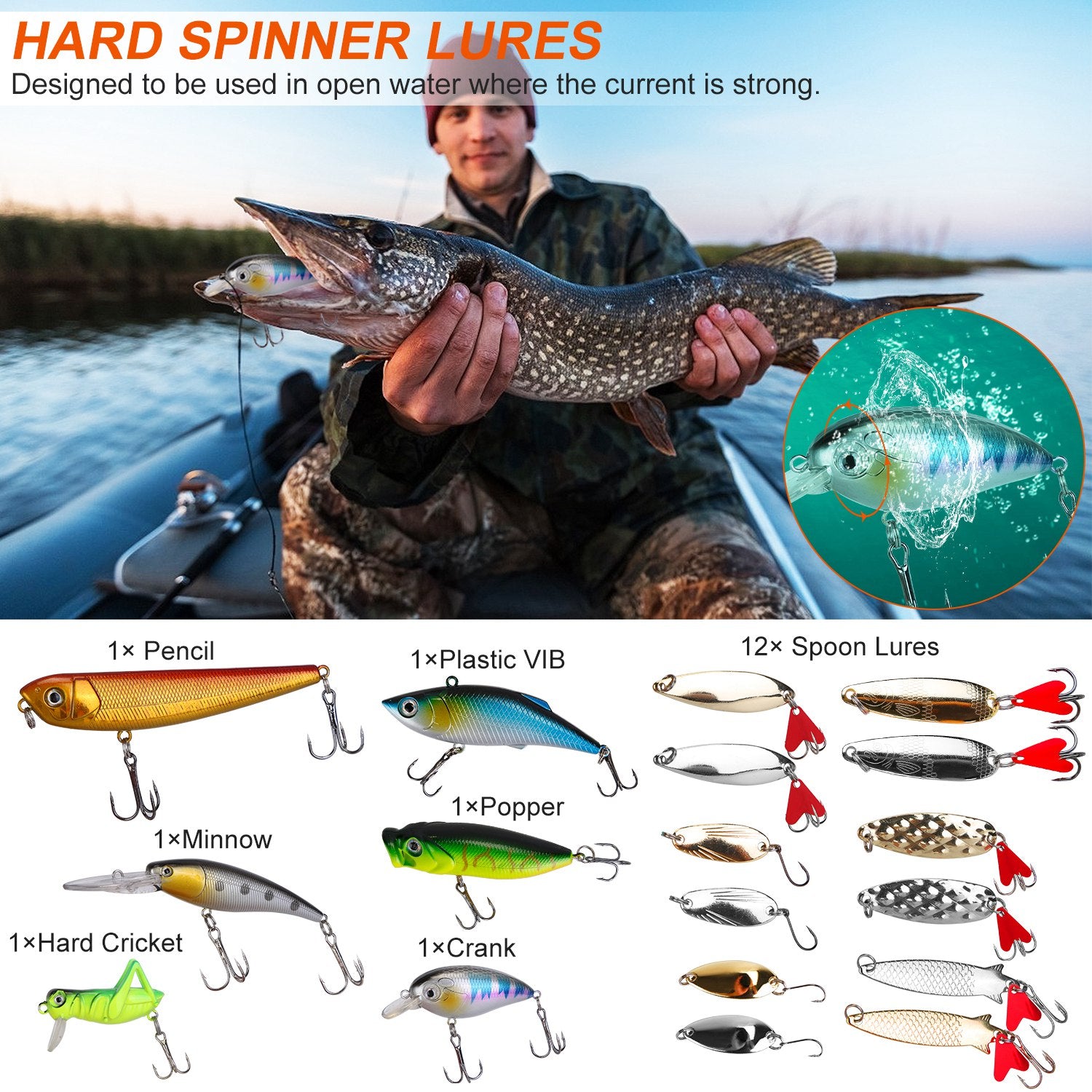 375pcs Fishing Lures Kit with Tackle Box for Freshwater & Saltwater