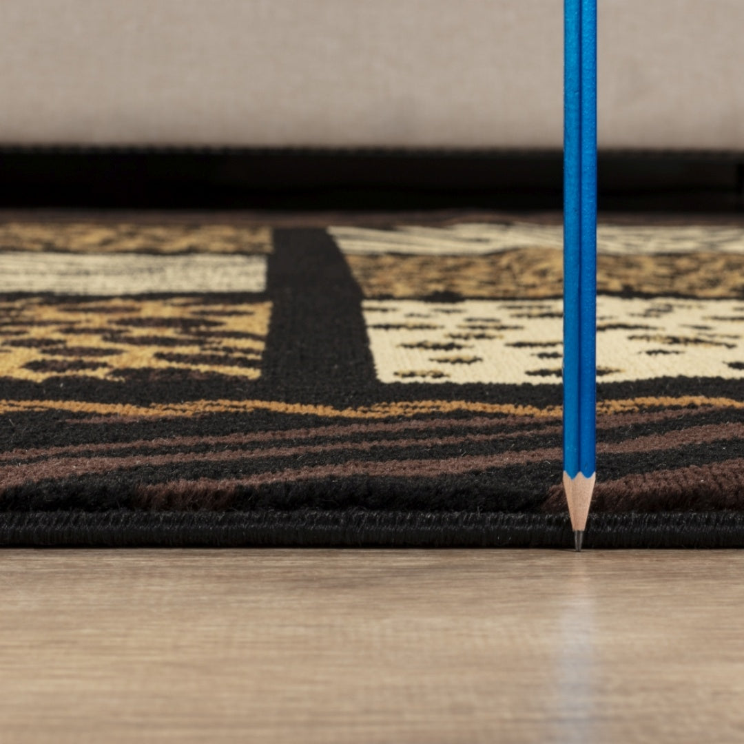 Animal Print Area Rug 2x3 Black Polypropylene Accent Rug