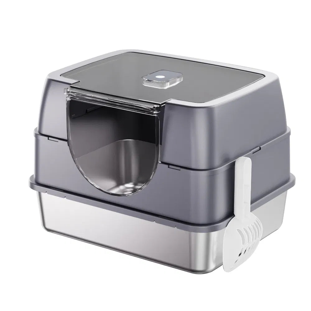 Fully Enclosed Stainless Steel Cat Litter Box – Odor Control Easy Clean Cat Toilet