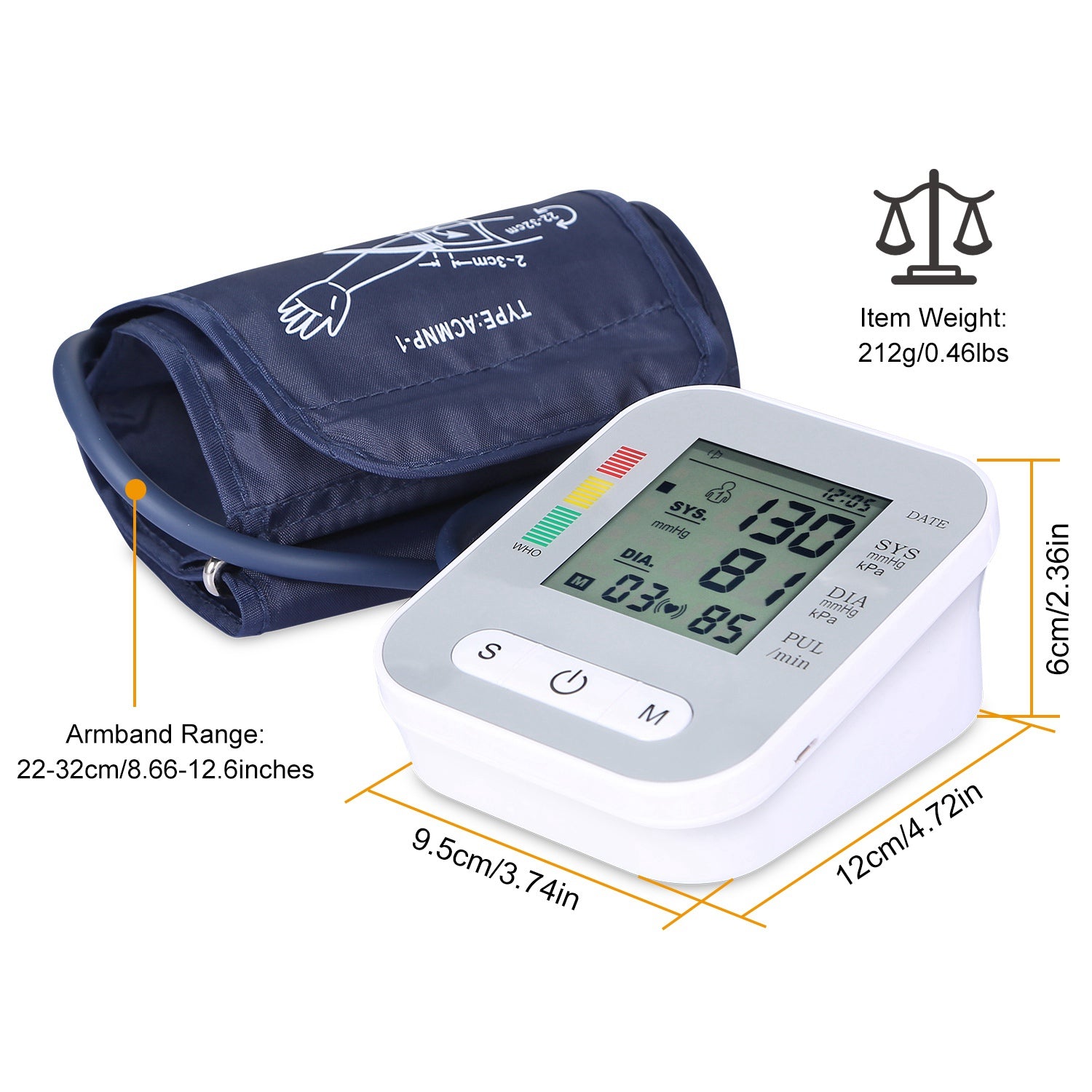 Digital Arm Blood Pressure Monitor LCD Voice BP Machine