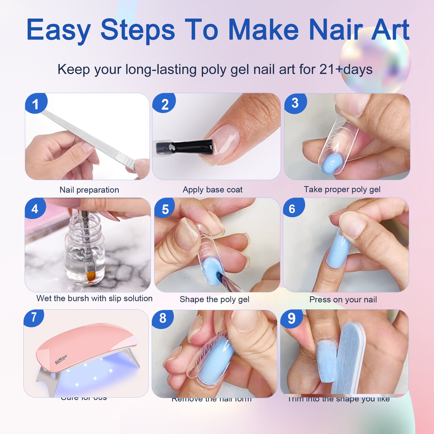 6PCS Polygel Nail Kit with UV Lamp and Builder Tools for Beginners