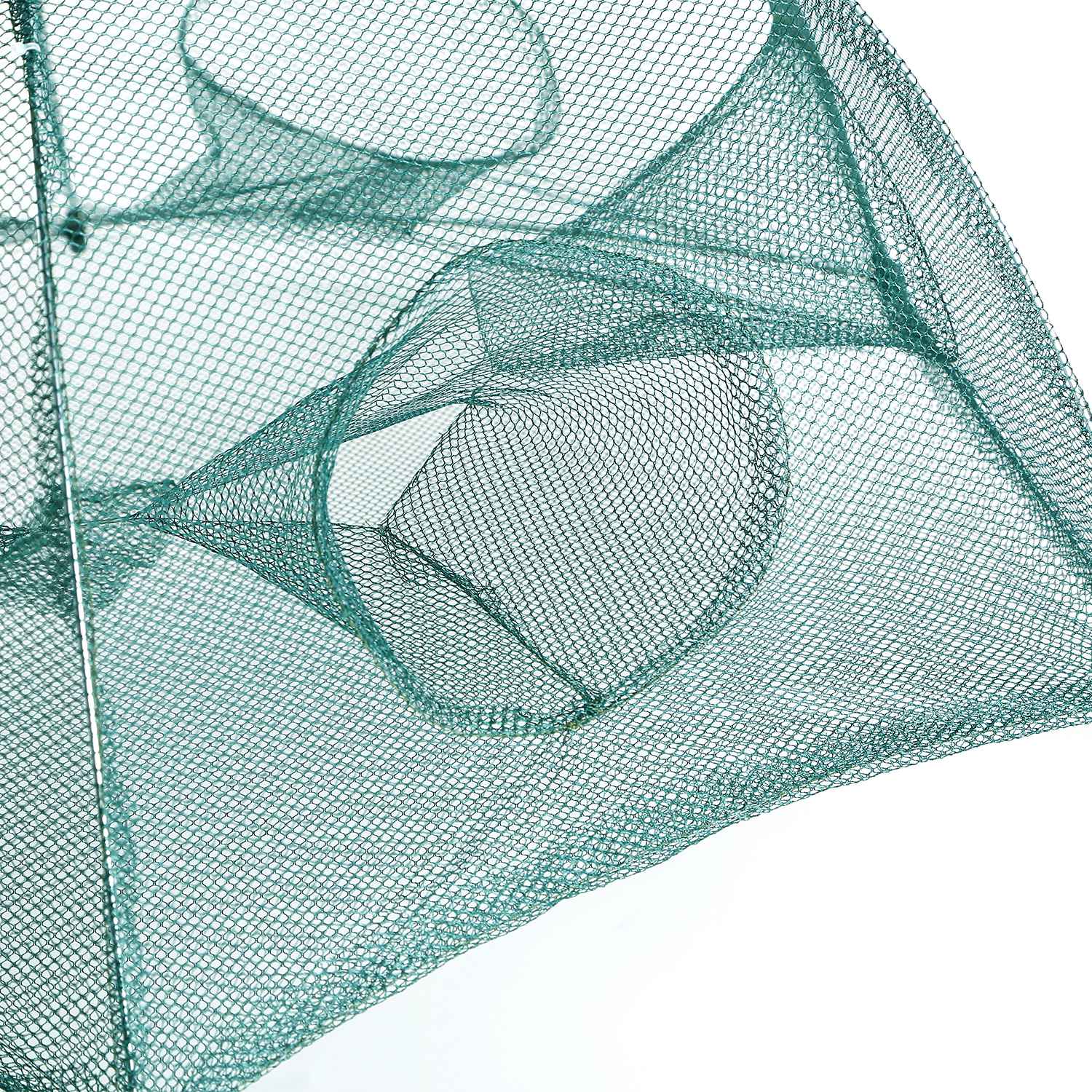 Portable 6-Sided Fishing Trap Net with 6 Holes Automatic