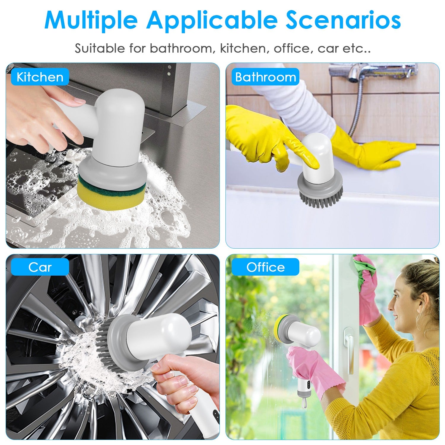 Electric Handheld Spin Scrubber Cordless Cleaning Brush