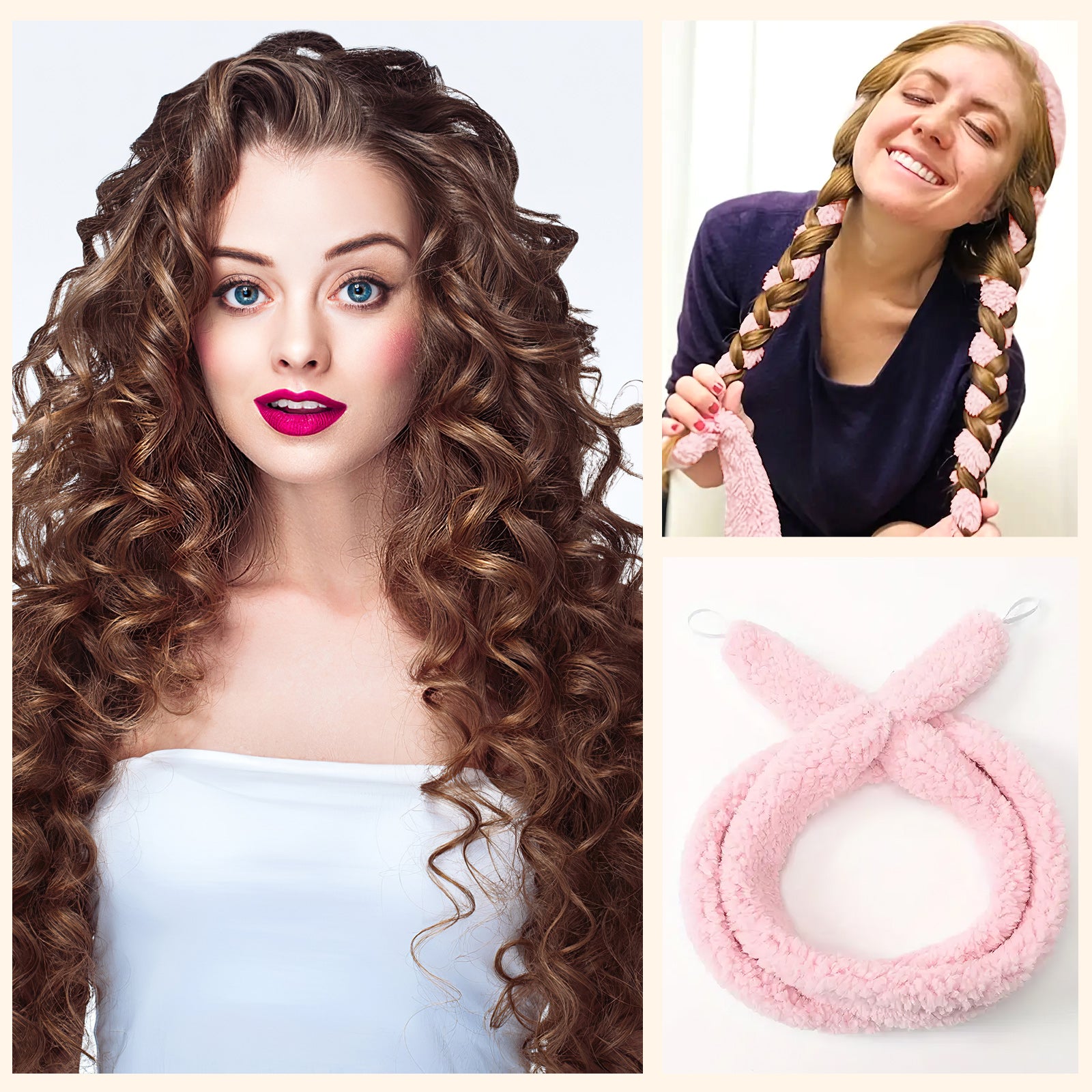 Heatless Satin Hair Curler Damage-Free Overnight Curling Set