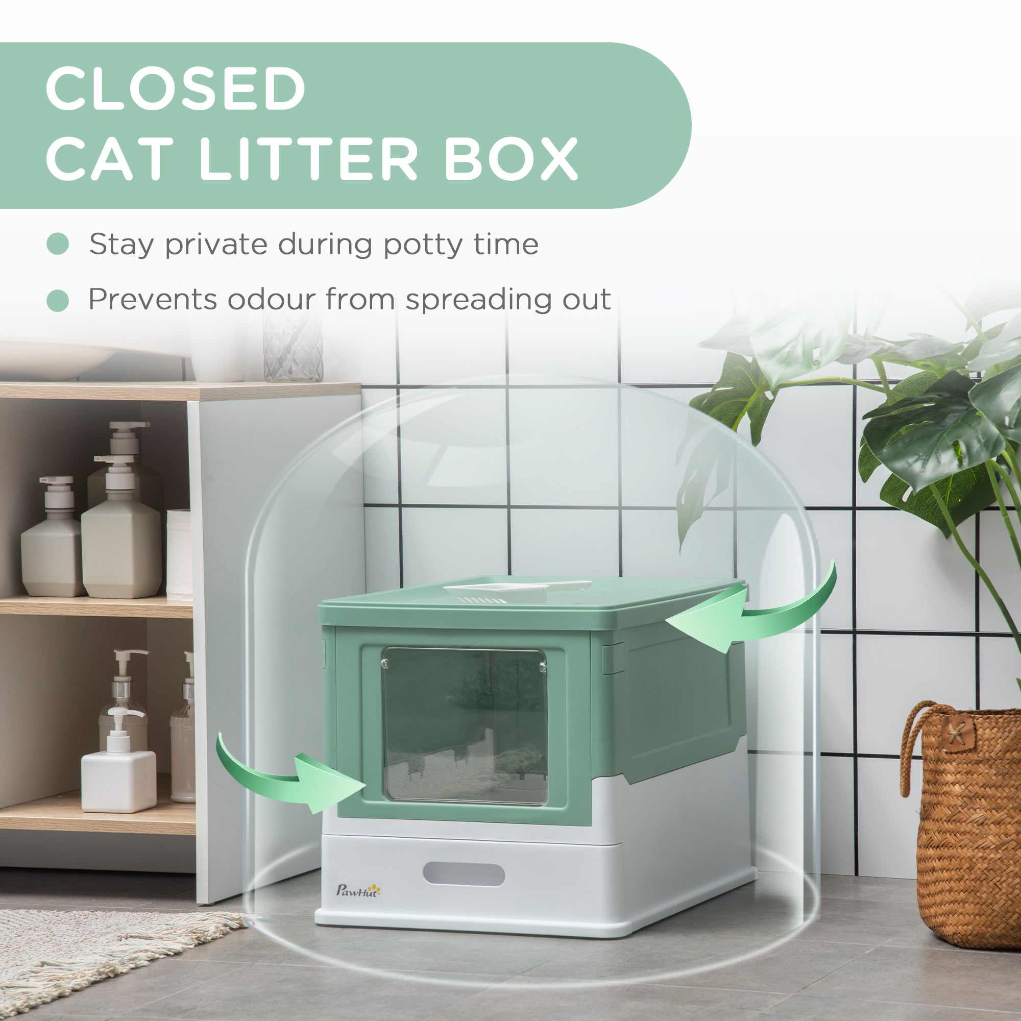 Premium Enclosed Cat Litter Box Front Entry Top Exit Design