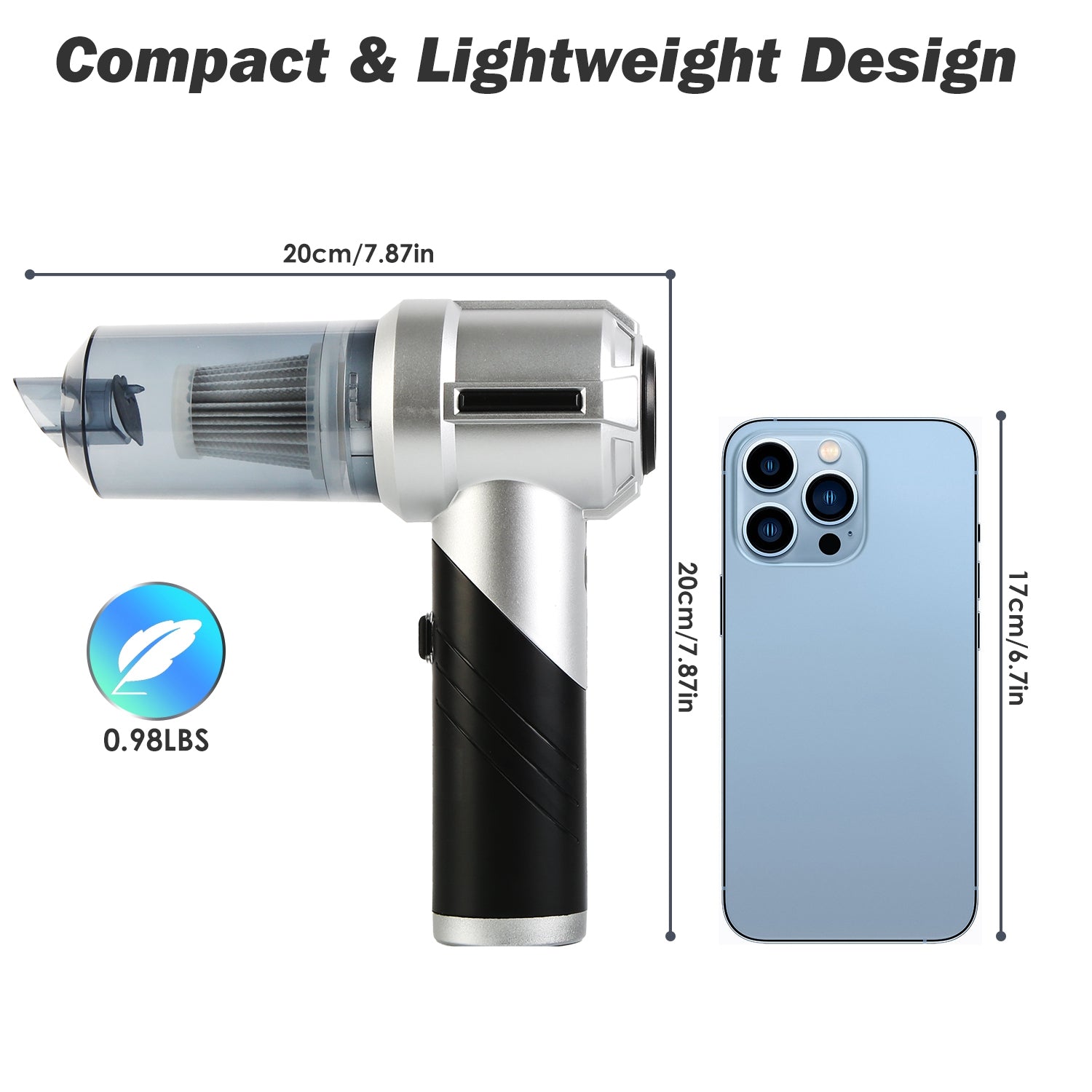 Cordless Car Vacuum Cleaner 20000PA Portable Handheld 4 in 1