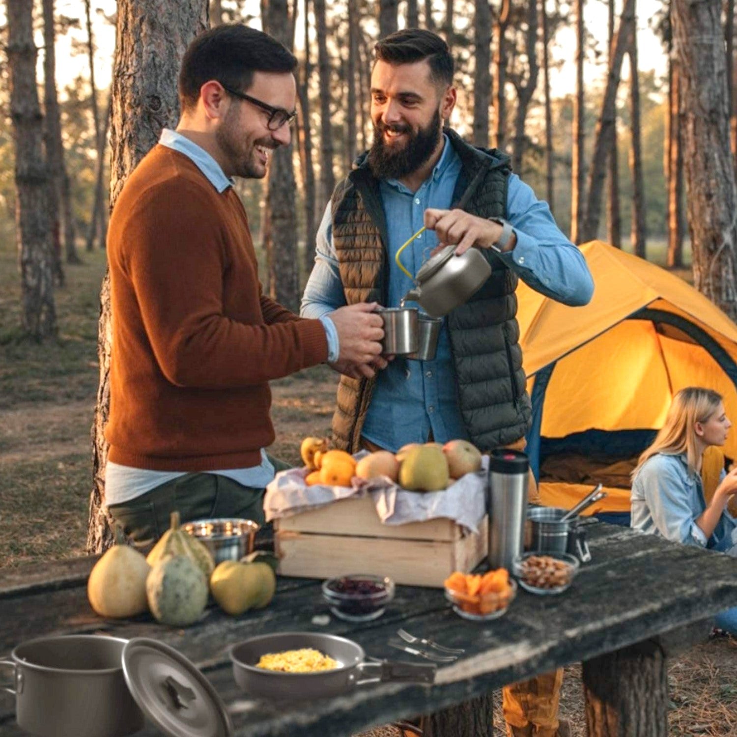 12Pcs Camping Cookware Set Aluminum Pot Pan Kettle Outdoor Kit