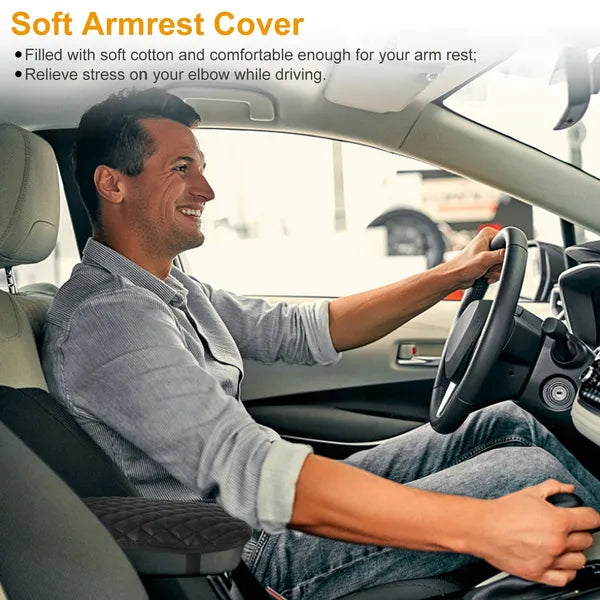 Car Armrest Pad Cover PU Leather Anti-Slip Center Console Cushion