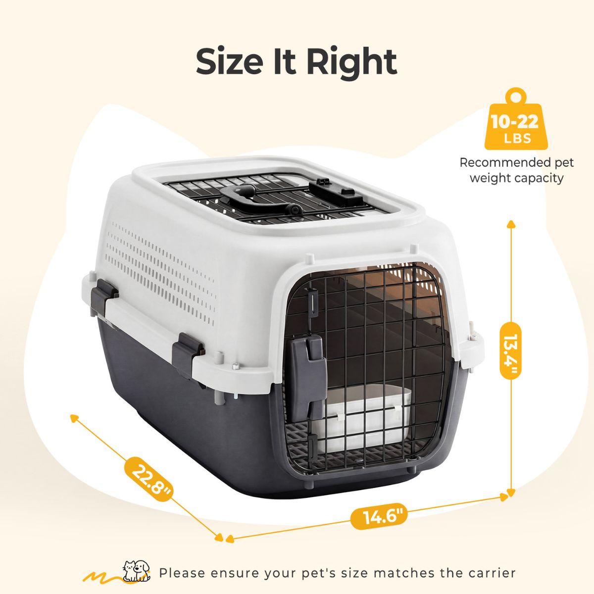 Hard-Sided Pet Carrier for Dogs & Cats – Airline Approved Travel Crate with Ventilation