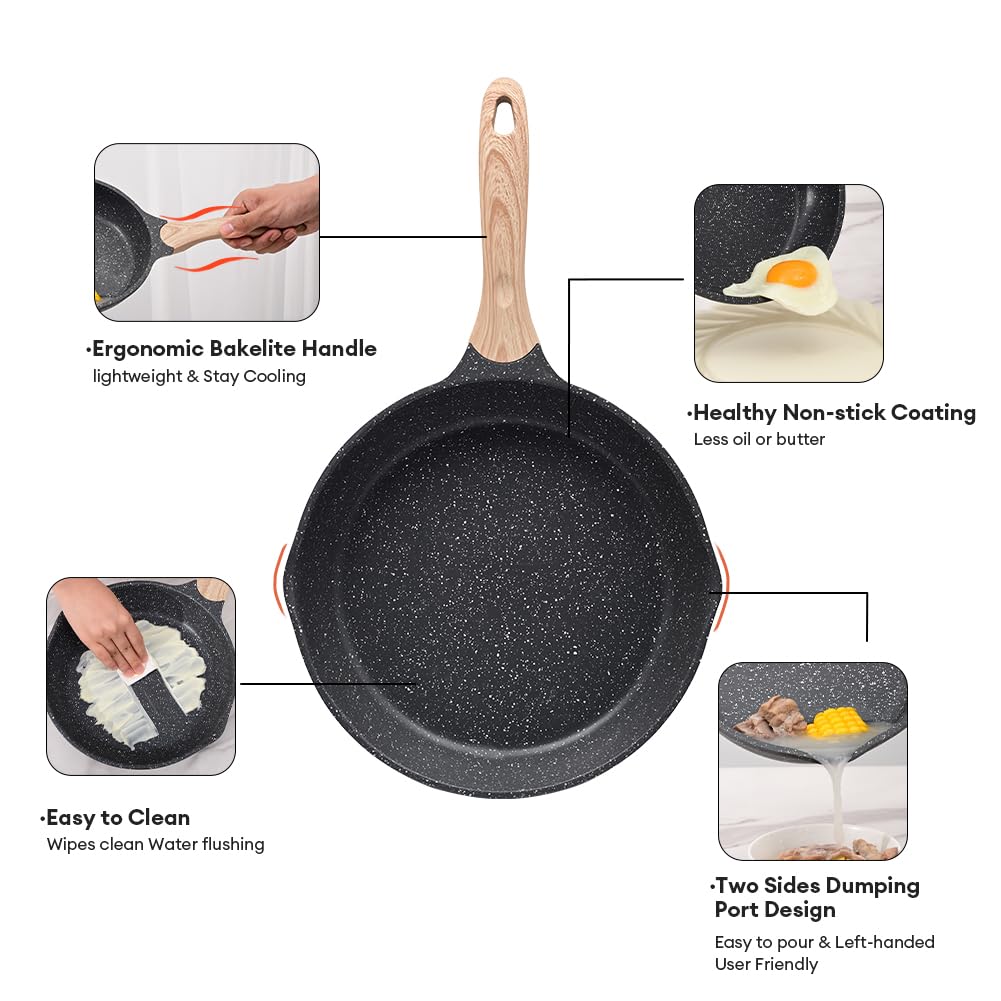 8 Inch Nonstick Frying Pan Stone Coating Induction Skillet