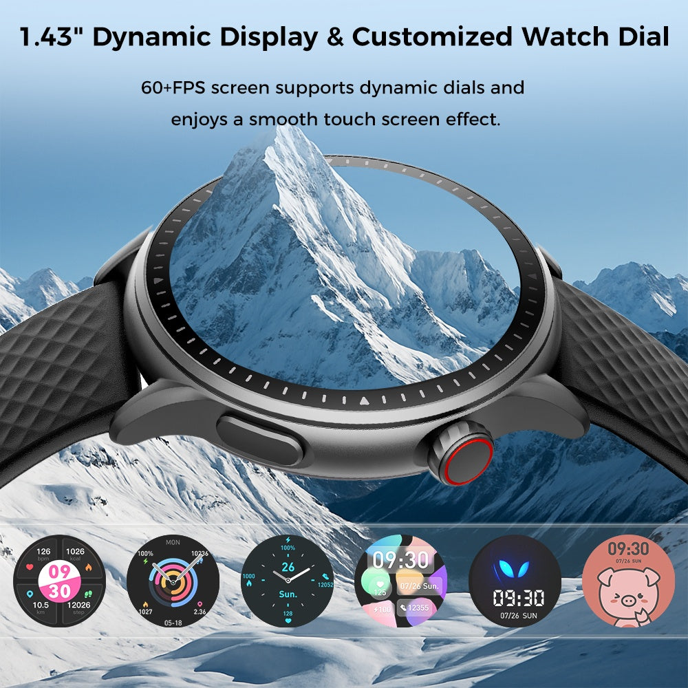 Round Smartwatch with Health Tracking, 3ATM Waterproof & Sports Modes