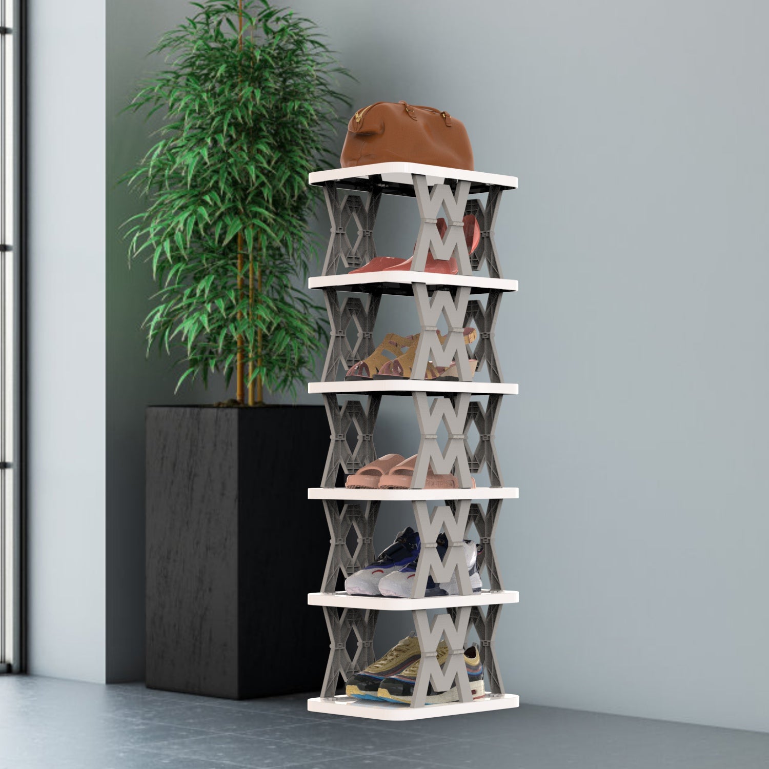 Space Saving 6-Tier Foldable Shoe Rack Narrow Storage Organizer