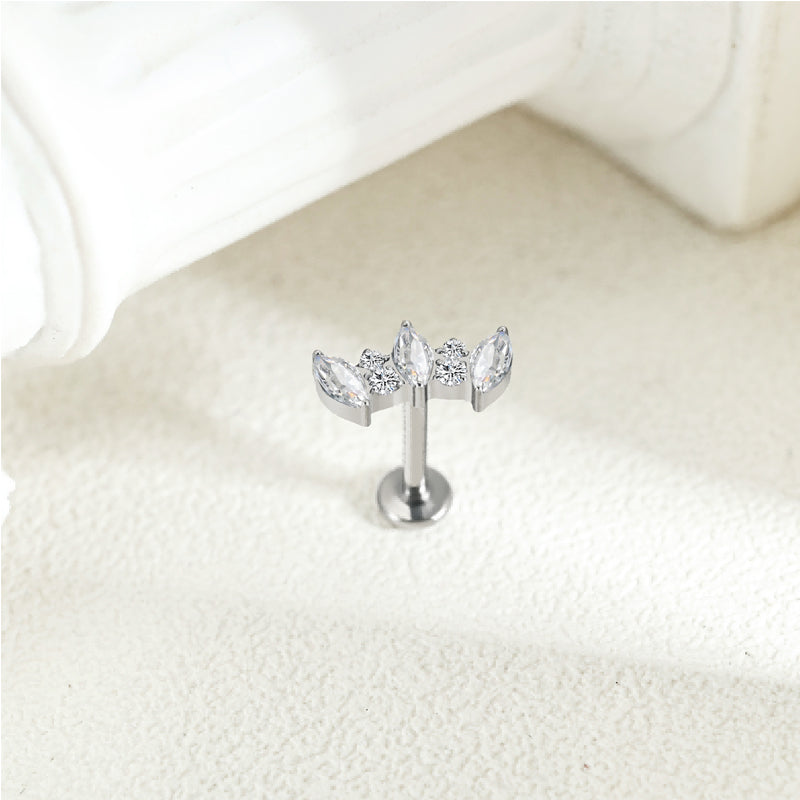 Elegant Floral Zircon Earrings Stainless Steel Crystal Bloom
