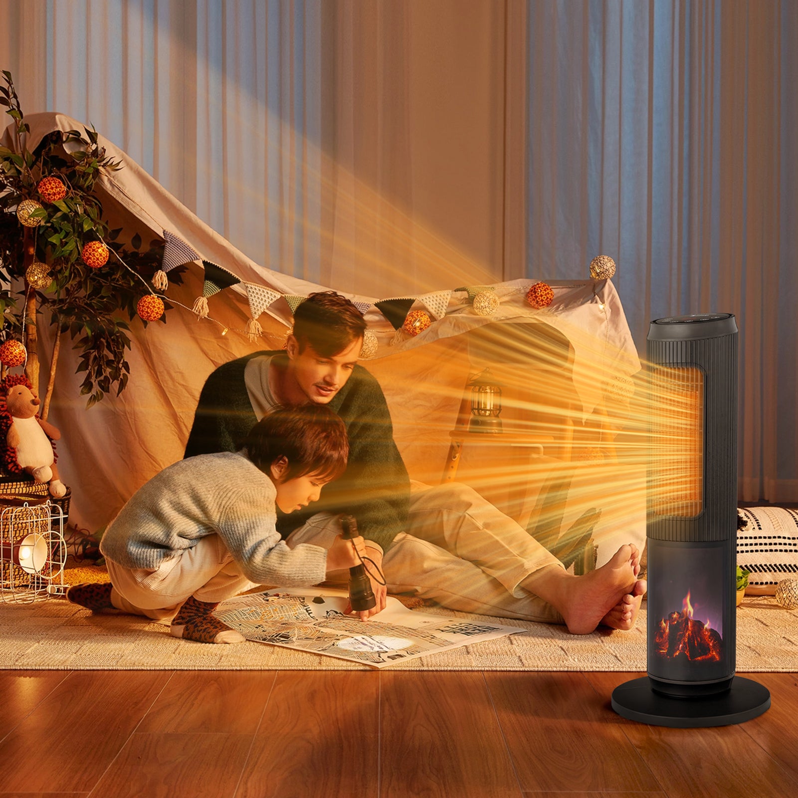 25 Inch Tower Space Heater with Remote and Oscillation