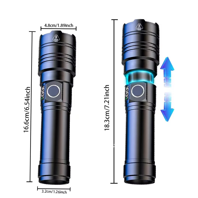 Ultra Powerful Rechargeable Flashlight 50000LM Zoom Waterproof
