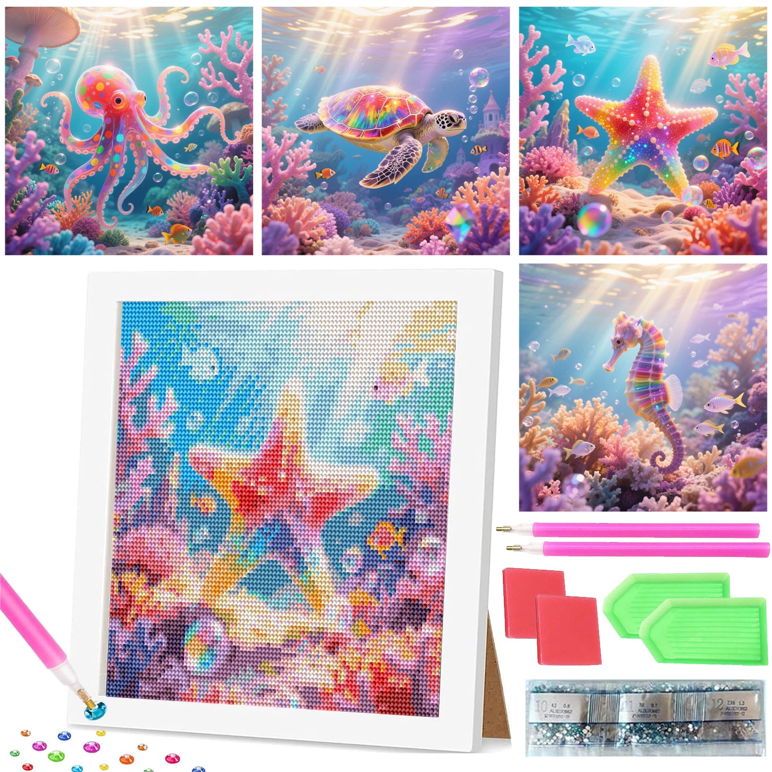 4-Pack DIY Rhinestone Art Painting Kit Crystal Craft Set for Kids