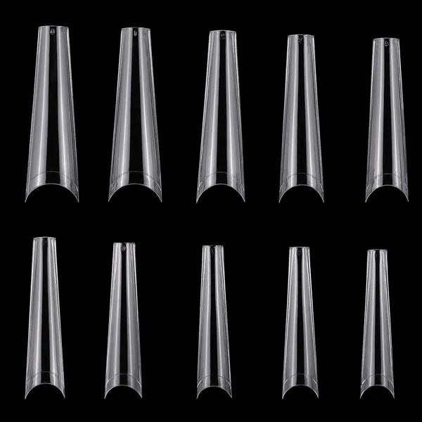 500PCS Extra Long C Curve Half Cover French Nail Tips 10 Sizes