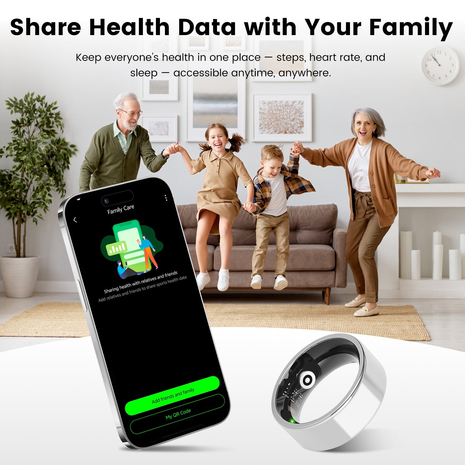 Smart Ring Health Tracker with Sleep, HRV & 7-Day Battery for iOS Android
