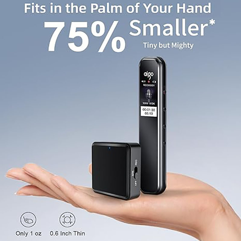 Magnetic Digital Voice Recorder AI Noise Reduction Portable Audio Recorder