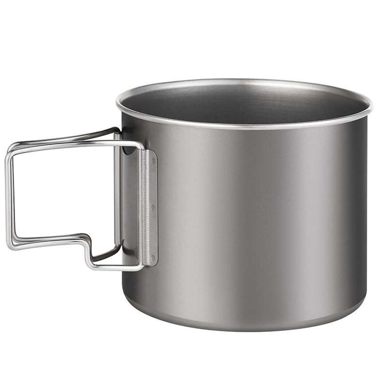 800ml Pure Titanium Camping Cup Foldable Handle Outdoor Mug