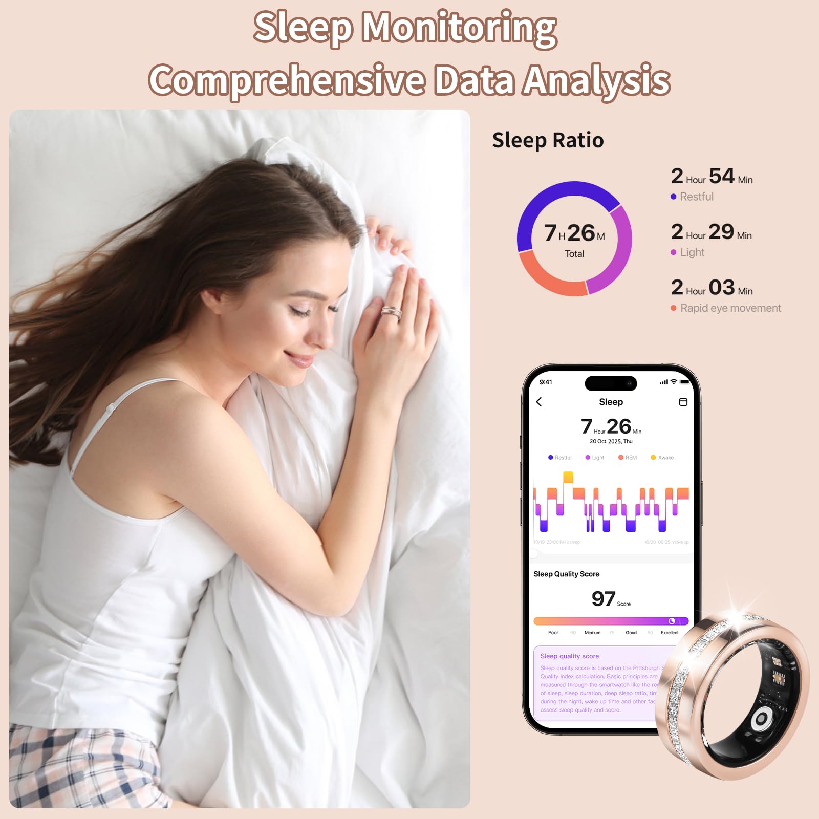 Rose Gold Smart Ring for Women with Health Tracking & Gesture Control