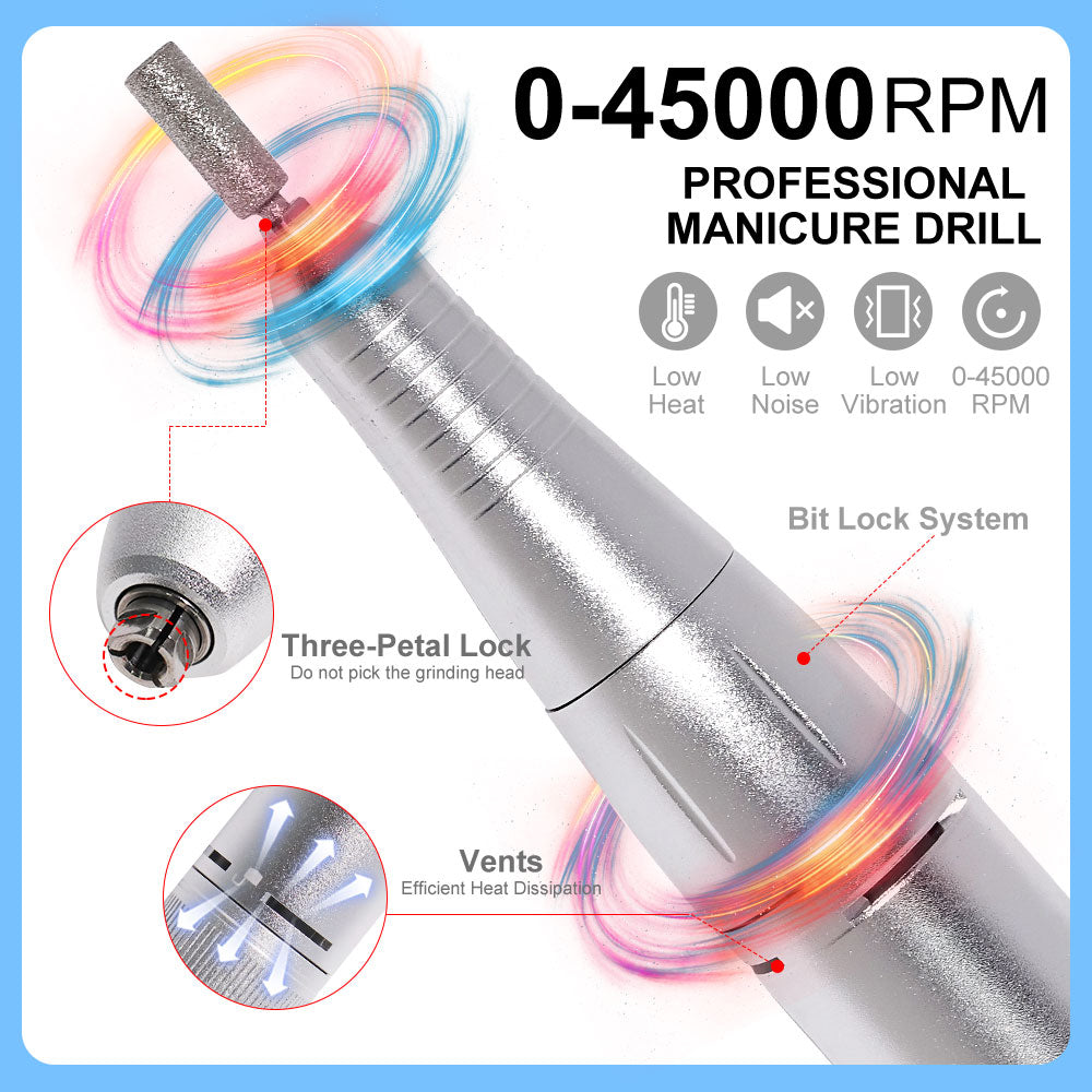 45000RPM Rechargeable Portable Nail Drill Kit