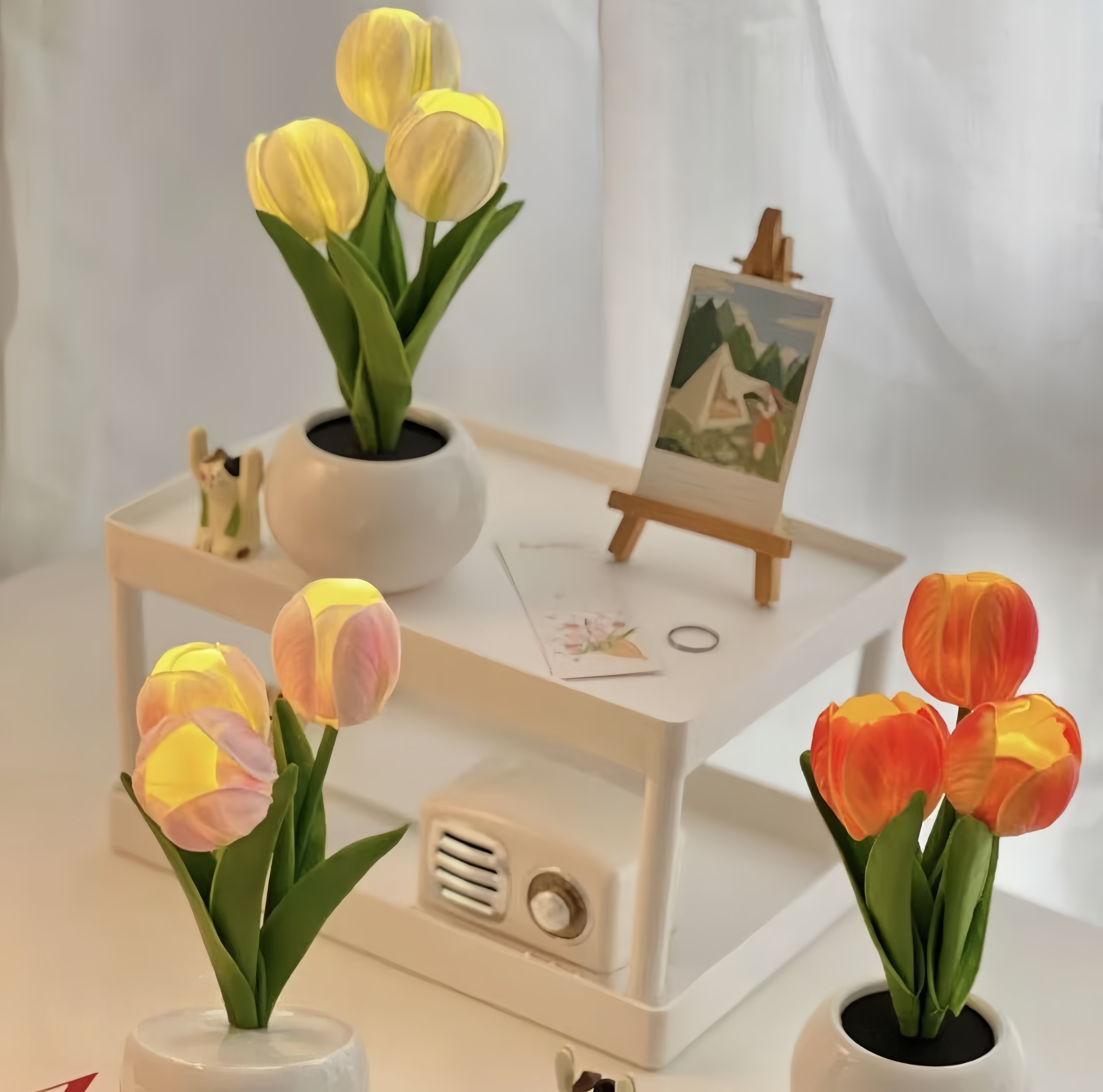 Tulip LED Table Lamp USB Dimmable Flower Vase Night Light