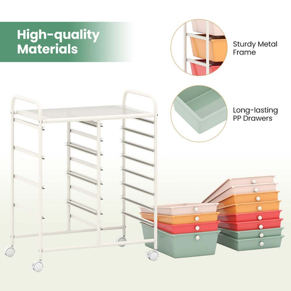 Multi-Use 12-Drawer Rolling Storage Cart Organizer with Wheels