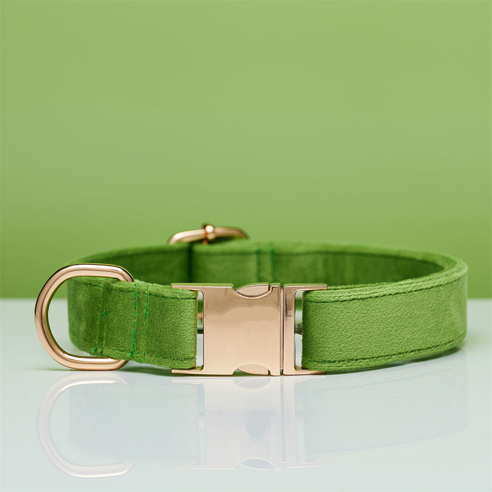 Luxury Velvet Dog Collar and Leash Set Personalized Bow Design