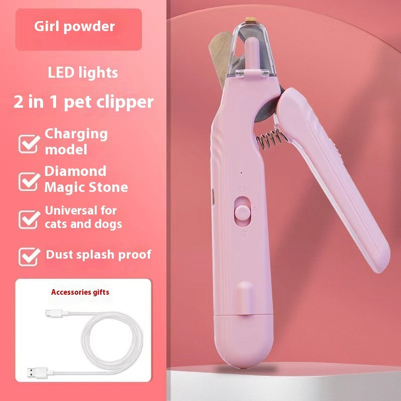 Premium 2in1 Pet Nail Clipper LED Light Safe Grooming Trimmer