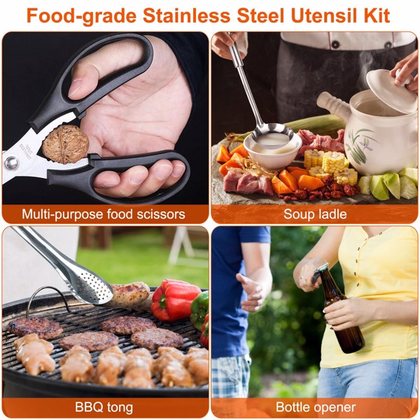 19 Piece Camping Cookware Set Portable Outdoor Cooking Kit