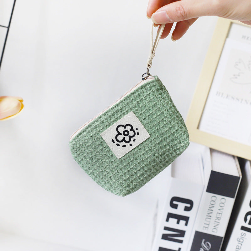 Women Cute Simple Waffle Storage Bag Cosmetic Organizer Pouch for Daily Use