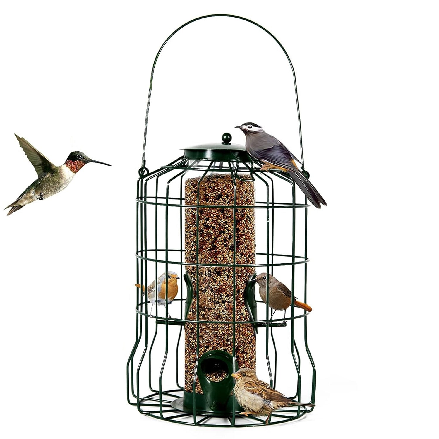 Squirrel Proof Metal Bird Feeder Hanging 4 Port Seed Feeder