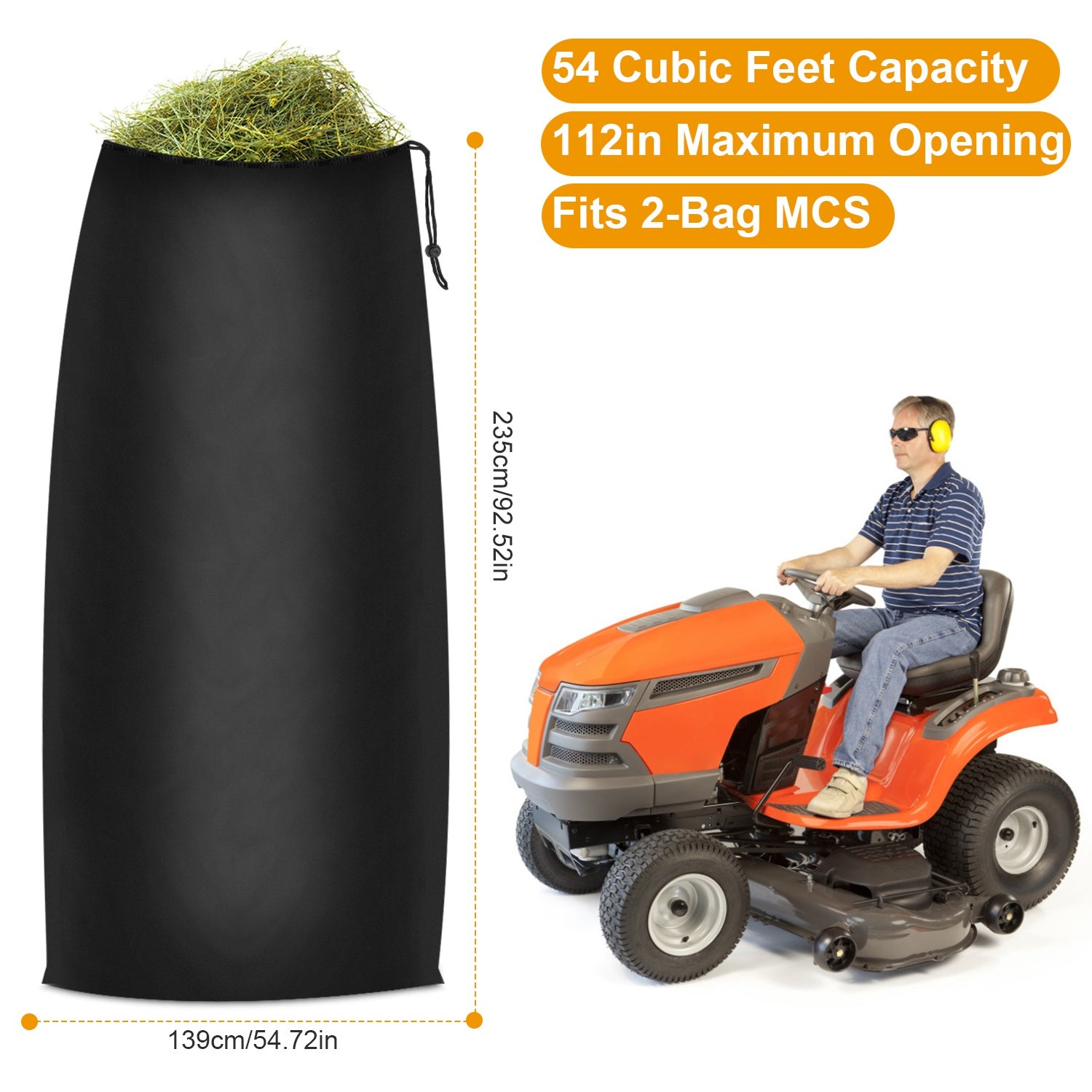 Lawn Tractor Leaf Bag 54 Cubic Ft Garden Waste Collector
