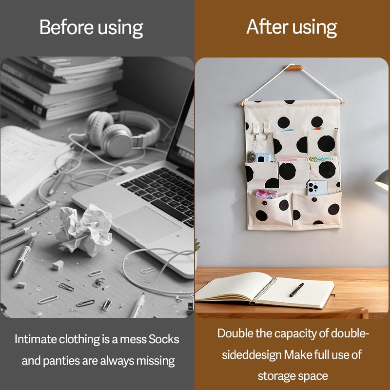 Seven Pocket Hanging Storage Bag Polka Dot Organizer