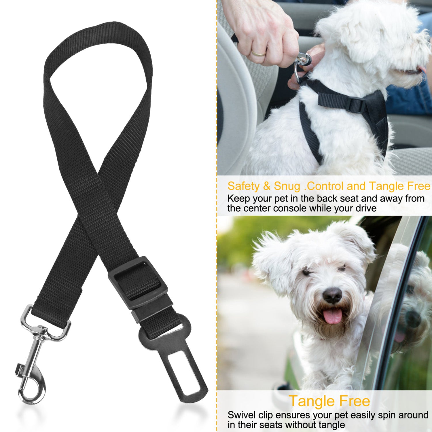 Secure Adjustable Pet Seat Belt Leash Set for Safe Car Travel
