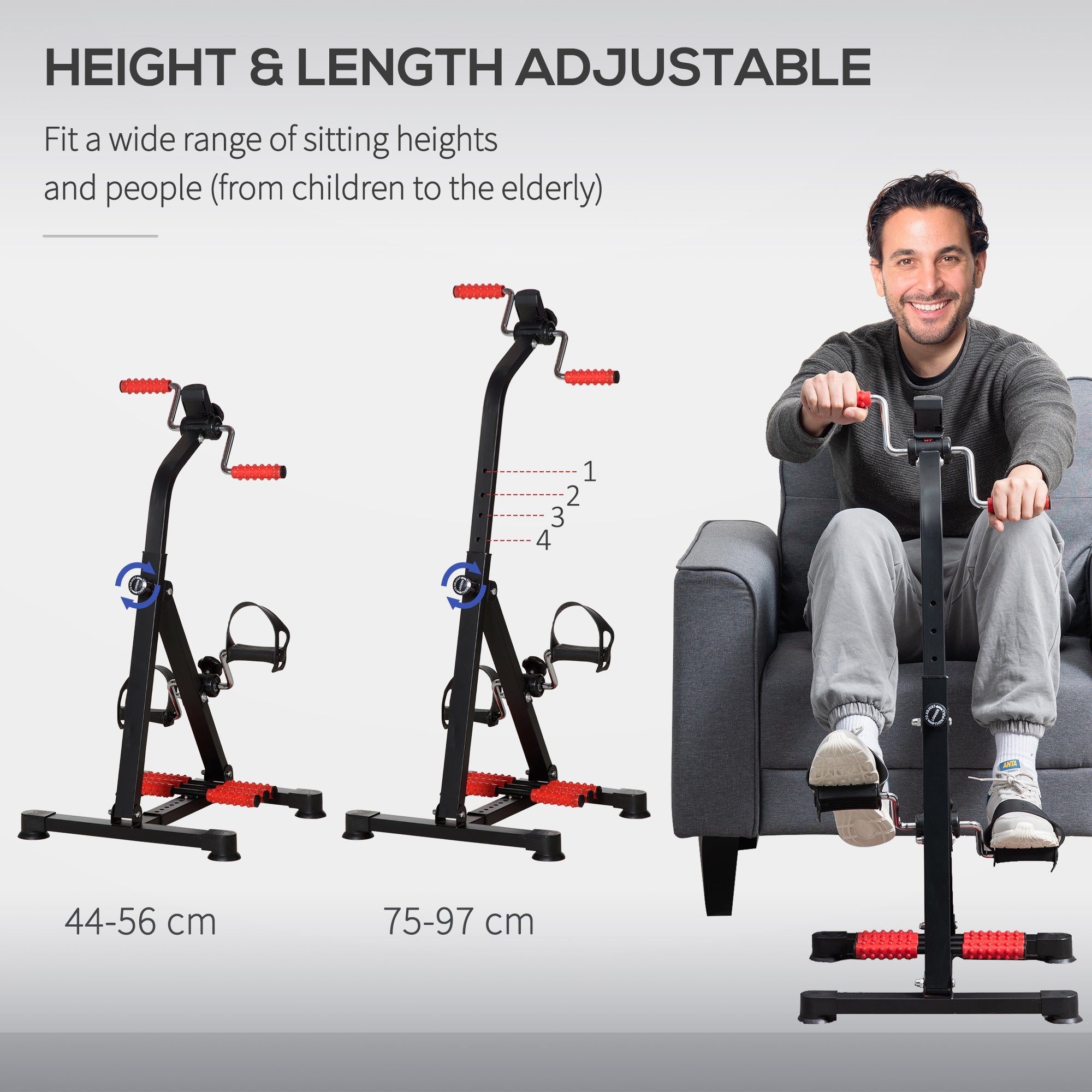 Adjustable Pedal Exerciser with LCD Display for Full Body Rehab