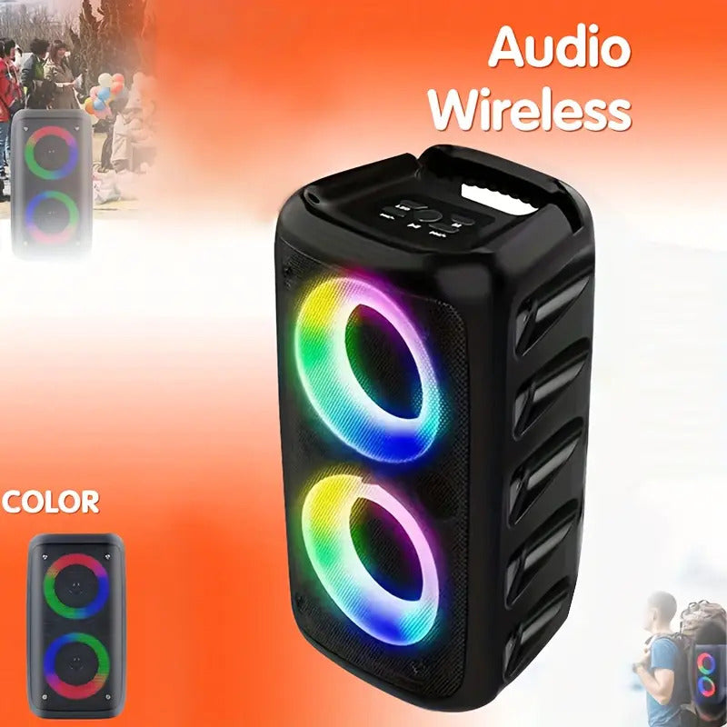 Portable Bluetooth Boombox Speaker with Disco Lights Mic Subwoofer
