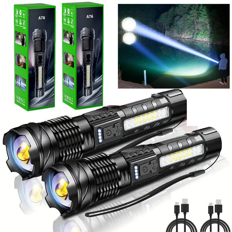 High Power Tactical Flashlight 7 Modes Zoom USB Recharge Torch