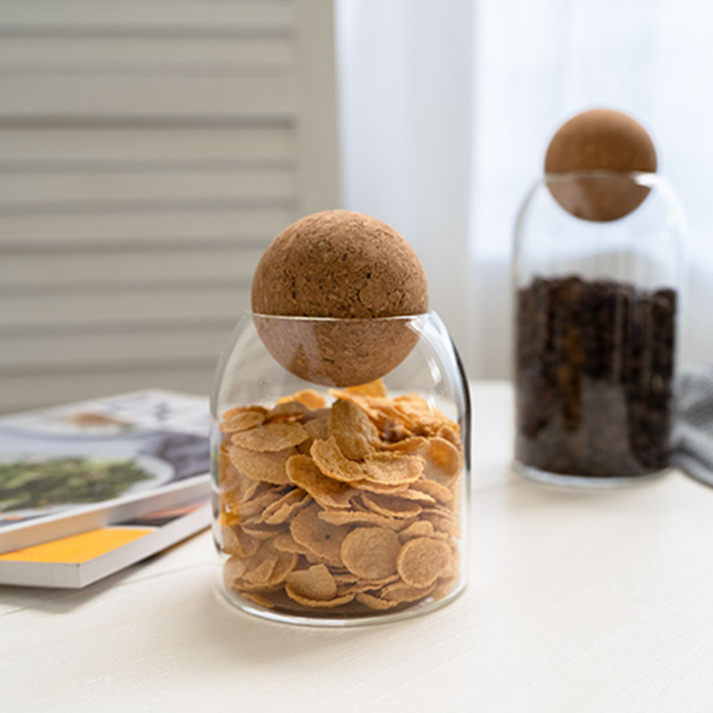 Glass Storage Jar with Cork Lid Minimalist Tea Coffee Container