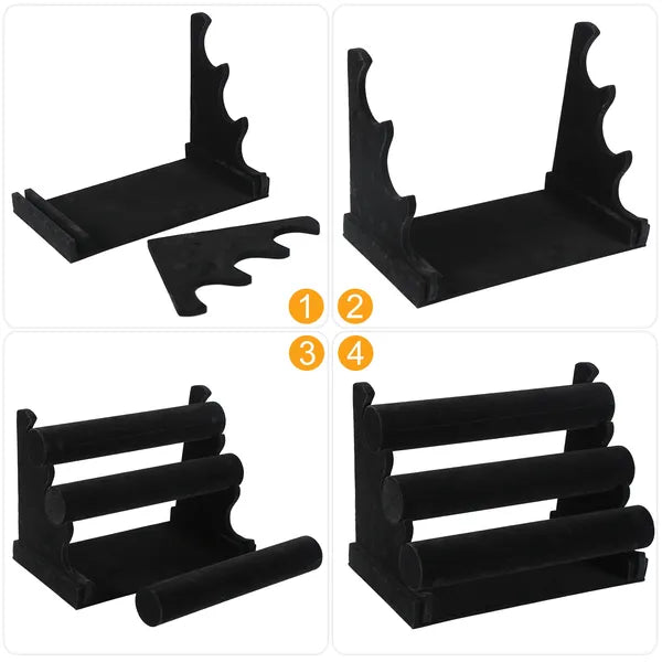 3-Tier Velvet Jewelry Stand Bracelet Watch Display Organizer Rack