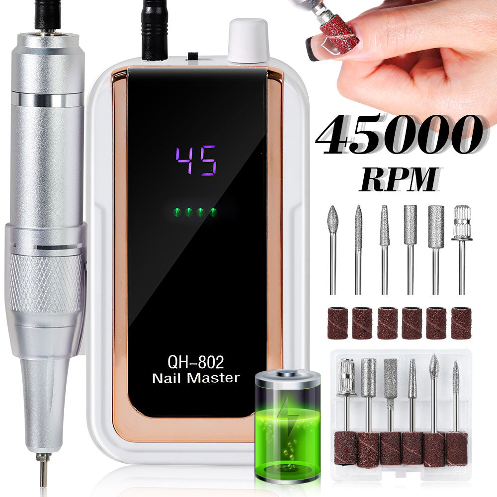 Professional 45000RPM Cordless Rechargeable Electric Nail Drill Machine